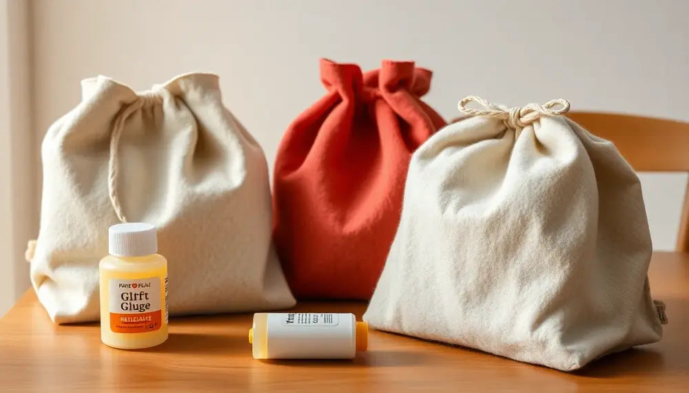 Umweltfreundliche Geschenksäckchen aus Filz oder Baumwolle mit Textilkleber selbst gemacht
