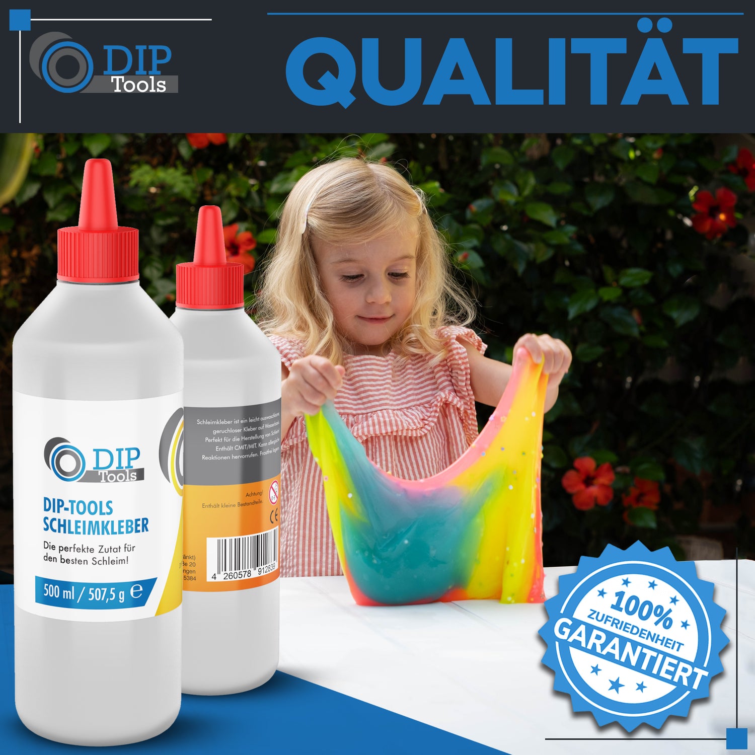 Schleimkleber, Kinder PVA Bastelkleber auf Wasserbasis, transparent geruchslos & leicht auswaschbar- neu - 500ml