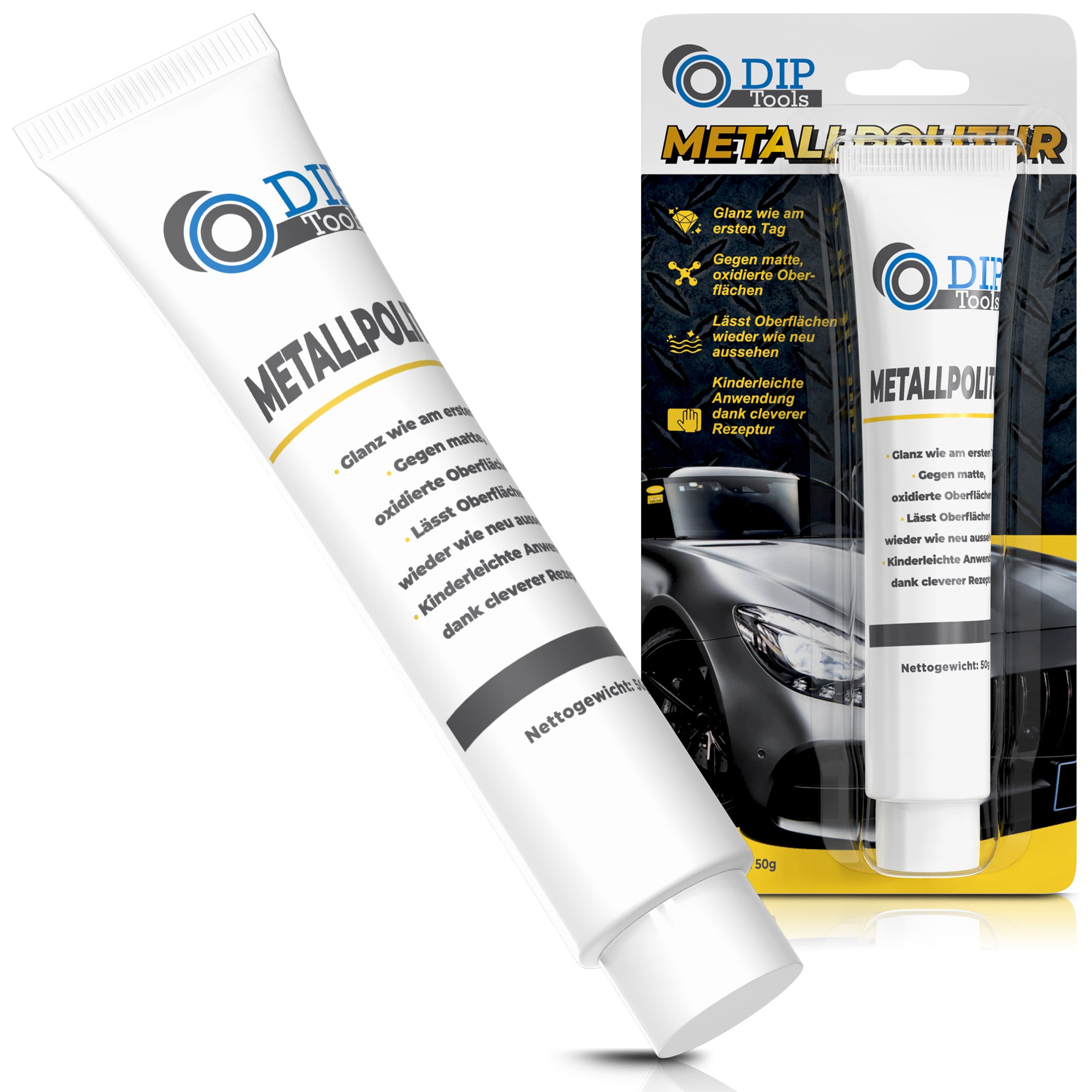 Metallpolitur 50g, Metall Auto Paste Politur, Glanz & Pflege, Stahl Edelstahl Hochglanz - neu